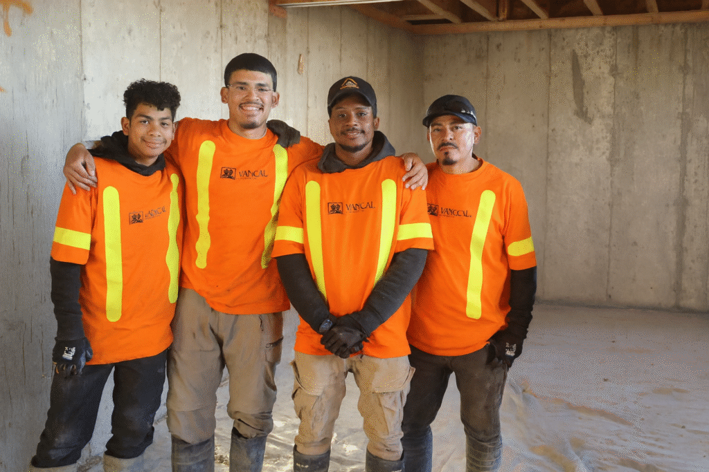 Join the Vancal Concrete LTD Team in Calgary – Build Your Future with Us Vancal Concrete LTD crew in Calgary standing together, representing teamwork and career opportunities.