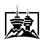 Vancal Concrete LTD logo featuring stylized Rocky Mountains, Harbour Centre, and Calgary Tower in black